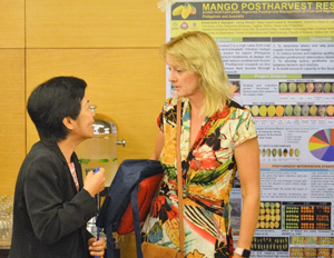 Project Leader Dr. Emma Ruth Bayogan of UP Mindanao (left) and her Australian counterpart, Dr. Jenny Ekman of ACIAR, discuss the accomplishments of the project,