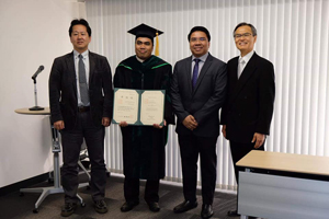 (Left to right) Mr. Satoshi Okhura of Nagoya University; Dr. Ronilo O. de Castro, Dr. Rommel Sulabo, Animal Nutrition Division Head of the Dairy of the Dairy Training and Research Institute of the University of the Philippines Los Baños (UPLB-DTRI) and Mr. Kazuhito Kawakita, Dean of the Graduate School of Bioagricultural Sciences (Image credit: Livestock Research Division (LRD), PCAARRD) alt