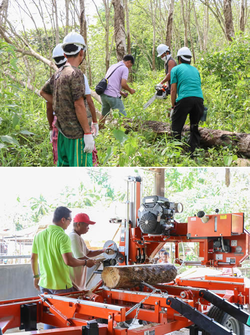 DOST-FPRDI trains Zamboanga Sibugay farmers on sawmilling.